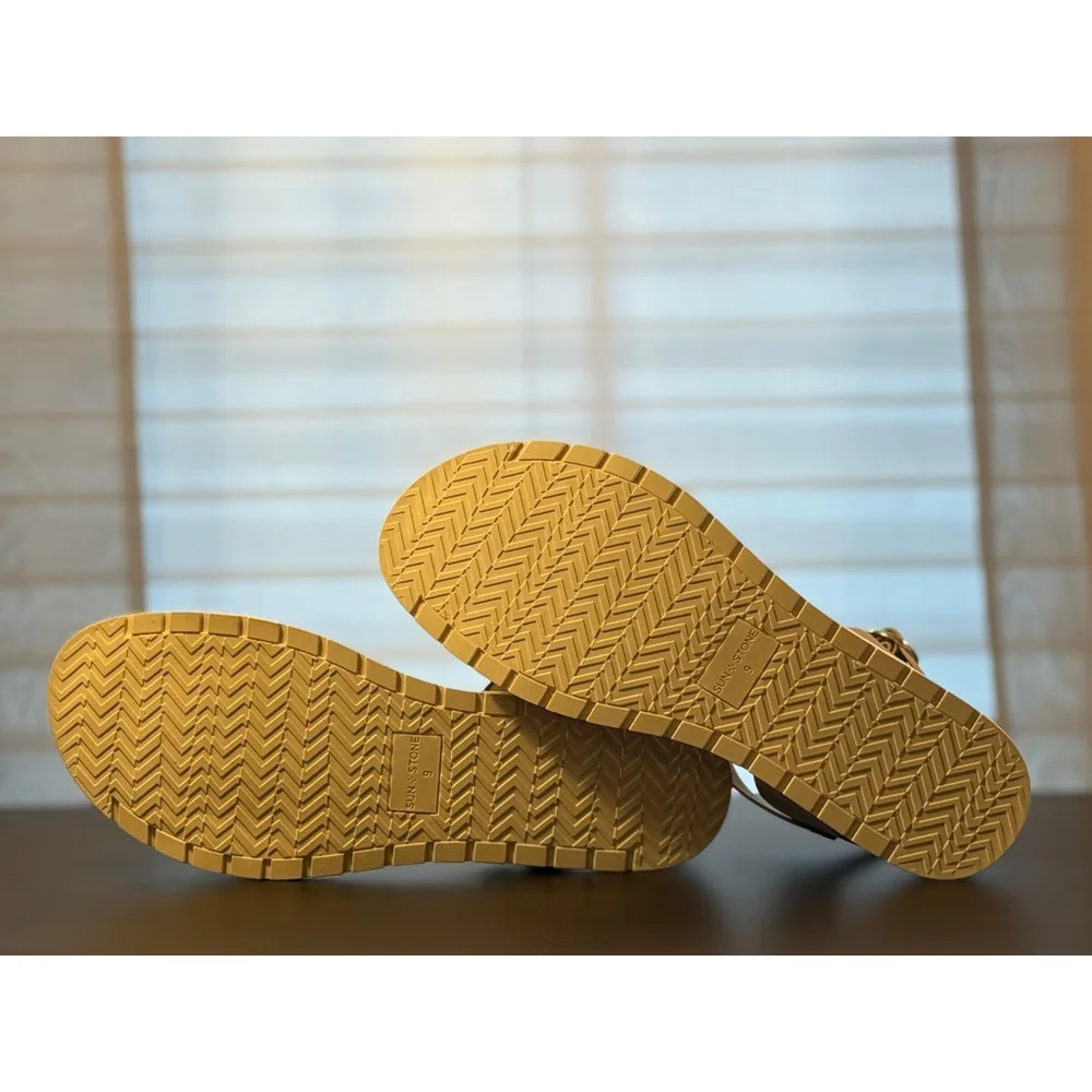 Sun & Stone Women Natural Raffia Sandals Flip Flop Sz 10 M Beige